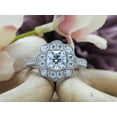 thumbnail image 3 of 1 2/5 ct.t.w Center 6MM Cushion Cut Lab Created Moissanite Diamond Floral Halo Engagement Ring In 10K Solid White Gold (G-H Color, VVS1 Clarity, 1.40 Cttw)-10, 3 of 9