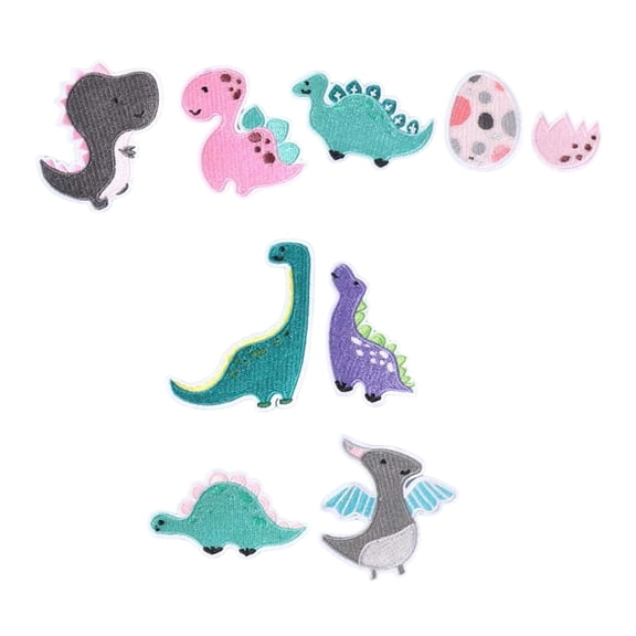 9 Pcs Cartoon Dinosaur Embroidered Patches Iron on Patches Lovely Repair Patches Sewing Patches for Clothes Bag