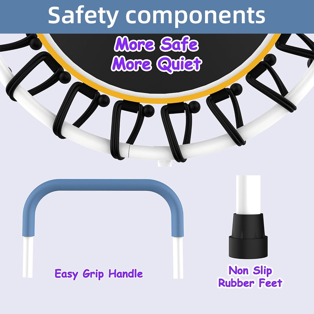 MIDODO Trampoline for Kids, 27.5 in Toddler Trampoline with Foam Handle for Indoor and Outdoor Use, Foldable Mini Trampoline for Fun Play & Exercise
