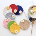 thumbnail image 3 of Set de Table Crochet, Dessous de Verre Crochet Mignon Tapis de Table Corde de Coton Fleur Décoration Maison Moderne Tapis Décoration de Bureau Restaurant Tasse Ronde (Vert, 12cm), 3 of 4