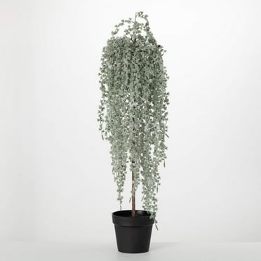 40"H Sullivans Artificial Draping Snowy Pine Christmas Tree, Green-White