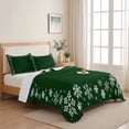 thumbnail image 5 of Quilts Full Size Bedding Set, Green Snowflake Christmas Lightweight Quilted Comforter, Xmas Snowflake Winter Modern Art Soft Reversible Bedspread Coverlet with Pillow Covers for All Season, 78" x 90", 5 of 9