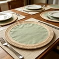 thumbnail image 5 of Round Placemats Set of 6, 15" Woven Table Mats, Non-Slip Heat-Resistant, Washable Dining Chargers, Kitchen Hot Pads, Farmhouse Décor, Wedding & Holiday Use(C), 5 of 7
