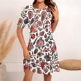 thumbnail image 2 of asdoklhq Holiday Dresses for Women 2025 Women's Fashion Round-Neck Short Sleeved Printed Pullover Dress Multicolor 3X, 2 of 5