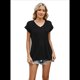 thumbnail image 1 of Blusas de Mujer de Corta de Verano, Informales, con Cuello en V, Blusas Lisas, Túnicas Plisadas Negro L, 1 of 9