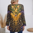 thumbnail image 3 of Resicozy Mardi Gras Shirts for Women Fashion Long Sleeve Tshirt Graphic Tees Top Funny V Neck Holiday Pullover Tops Gold M, 3 of 4