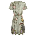 thumbnail image 5 of Chinese Traditional Flower Birds Dress Fashion Beach Short Sleeve Dresses Female Party Printed Sundress, 5 of 7