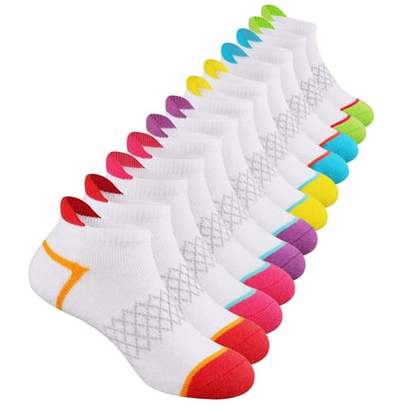 

Comfoex 12 Pairs Girls Socks Ankle Athletic Socks Cotton Sports Socks With Cushioned Sole For Big Little Kids