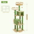 thumbnail image 3 of Pefilos 62" Cat Tree for Indoor Cats, Modern Cat Tree Tower with 2 Spacious Condos, Scratching Pad, 4 Cat Scratching Posts, 2 Top Perches, 2 Pompoms, Green, 3 of 9