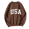 thumbnail image 1 of Gibobby Temperamento Pullover Top Blusa informal de manga larga con cuello redondo y letras impresas para mujer (Marrón, S), 1 of 4