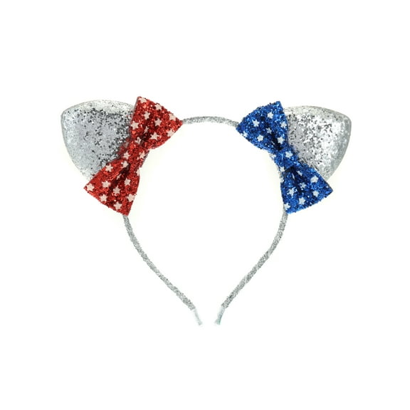 Way to Celebrate Americana Cat Ear Headband with Bows, 1 Piece