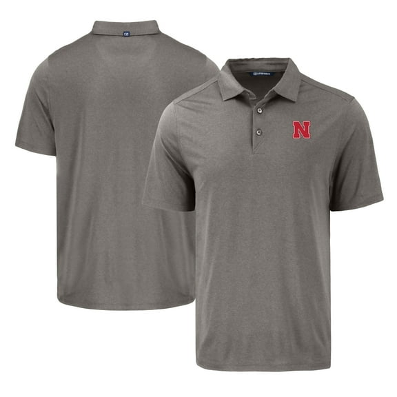 Men's Cutter & Buck Gray Nebraska Huskers Coastline Epic Comfort Eco Recycled Polo