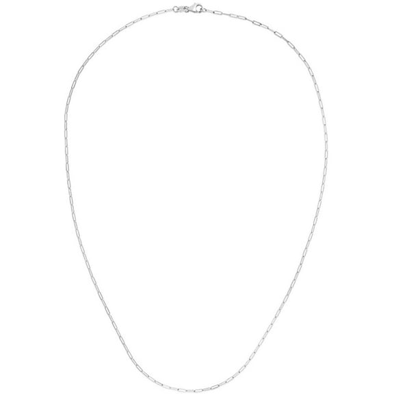 14K White Gold Paper Clip 1.5mm Solid Cable Link High Polish Mens Womens Necklace Chain, Giorgio Bergamo