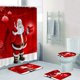 thumbnail image 1 of Juego de 4 piezas de decoraciones navideñas para baño, funda para asiento de inodoro, alfombra, cortina de ducha, juego de Papá Noel, alce, muñeco de nieve, decoración para baño, 1 of 7