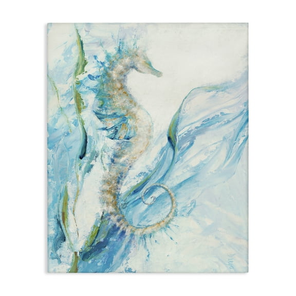 Stupell Industries Tropical Nautical Seahorse Blue Ocean Canvas Art, 24 x 30, by Dina D'Argo