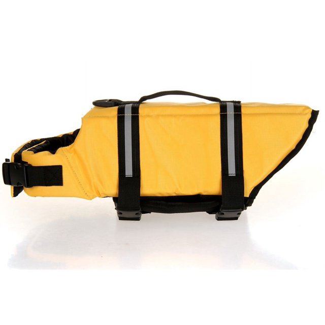 Chaleco Salvavidas para Perros Chaleco Protector De Traje De Baño De Seguridad con Rayas Reflectantes/Cinturón Ajustable PerrosAmarillo,M JM
