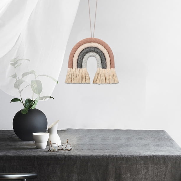 Macramé íris colgante de pared para habitación de bebé habitaciones coloris 5,51x5,91 pulgas tapiz cuer bor decoración Colco tapiz de arco iris de macramé