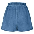 thumbnail image 5 of QUNYINEY Mid Rise Denim Shorts for Women Casual Blue Wide Leg Bermuda Shorts Summer Drawstring Elastic Waist Relaxed Fit Jean Shorts, 5 of 6