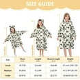 thumbnail image 3 of Dailycode Wearable Blanket Hoodie Oversized Sherpa Flannel Blankets with Pocket for 3-14 Year Old Black Cow Spots, 3 of 7
