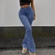 thumbnail image 5 of TaTaai Women High Waisted Flared Denim Jeans Street Fashion Stretch Slim Fit Denim Pants with Pockets Casual Daily Wear Gift, 5 of 9