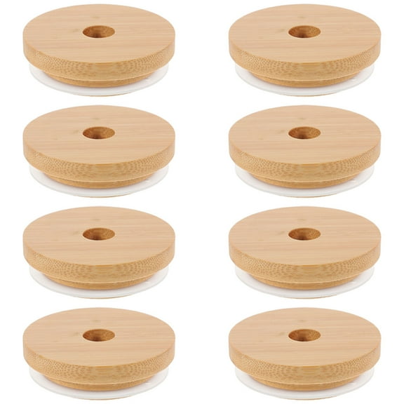Raindrops 8pcs Wood Jar Lids with Straw Hole Jar Lid Jar Drinking Lids