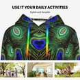 thumbnail image 4 of Lsque Peacock Feathers Pattern Casual Women's Hoodie,Hooded Sweatshirt with Kangaroo Pocket,Pullover Hoodie with Eye-catching Drawstrings-XX-Large, 4 of 7