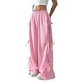 thumbnail image 3 of Women'S Loose Sweatpants Elastic Waist Casual Wide Leg Pants with Pockets Y2K Travel Pants Pink L, 3 of 9