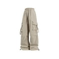 thumbnail image 2 of Cargo Pants Women Parachute Pants Woman Mutil Pockets Loose Casual Pants for Women Multiple Pockets Pull Rope Breathable Sports Work Solid Color Pants, 2 of 6