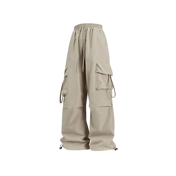 Amzcrzy Pantalones Cargo Para Mujer: Amplios, Cintura Elástica Con Cordón, Pierna Ancha Y2k, Estilo Paracaídas/Harem, Múltiples Bolsillos, Aptos Para Senderismo, Moda Hip Hop, Tallas M-2XL Marrón