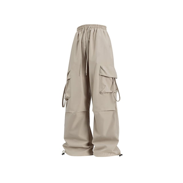 Amzcrzy Pantalones Cargo Para Mujer: Amplios, Cintura Elástica Con Cordón, Pierna Ancha Y2k, Estilo Paracaídas/Harem, Múltiples Bolsillos, Aptos Para Senderismo, Moda Hip Hop, Tallas M-2XL Marrón
