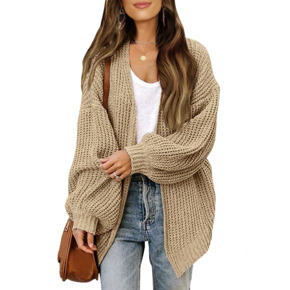 Sexy Dance Manteau pour Femmes Cardigan Ouvert Cardigan Uni Chandail Léger Chandails Manches Longues Manteau Léger Kaki Clair m