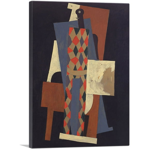 ARTCANVAS Harlequin 1915 Canvas Art Print by Pablo Picasso - Size: 12" x 8" (0.75" Deep)