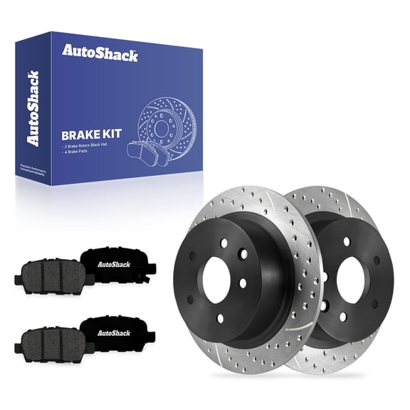 AutoShack Rear Solid Drilled & Slotted E-Coated Brake Rotors   Premium Ceramic Pads 6-PC Brake Kit Replacement for 2007-2009 Nissan Altima 2007-2012 Nissan Sentra ShadowGuard 11.48" (291.6 mm)