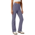 thumbnail image 2 of CFLVAEK Yoga Pants for Women with Pockets Casual Wide Leg Leggings Comfort Stretch High Waisted Workout Pant Purple S, 2 of 8