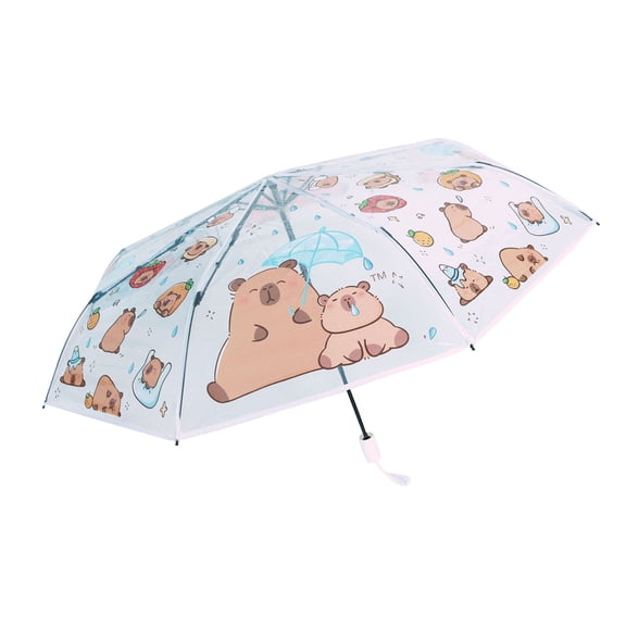 lixuesong Automatic Open Close Windproof Travel Umbrella Clear Folding Rain Cartoon Capybaras Print for Children