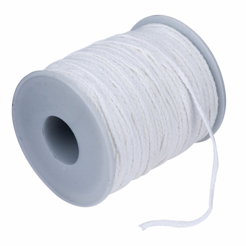 1 Roll 61 Meter Pre Waxed Wicks Candle Making Material DIY Cotton 18 Strands Braided Candle Wick Spool for DIY Candle (White), Size: 45g