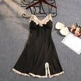 thumbnail image 2 of Yuncity Womens Nightgown Nightdress Thin Suspender Silk Pajamas Lace Slit Chest Pad Homewear Pjs Loungewear Soft M-Xxxl, 2 of 3