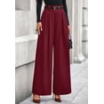 thumbnail image 2 of Pantalones PRETTYGARDEN Palazzo de Pierna Ancha con Cintura Elástica Vino Tinto Talla L, 2 of 8
