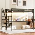 thumbnail image 2 of Noble House LED Light,Metal Loft Bed Frame with Desk, No Box Spring Needed,Twin ,Black, 2 of 9