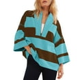 thumbnail image 2 of Women Plus Size Striped Tee Shirts Half Zip Long Sleeve V Neck Color Block Loose Fitting Casual Pullover Tee Tops,Mint Green,XL, 2 of 5
