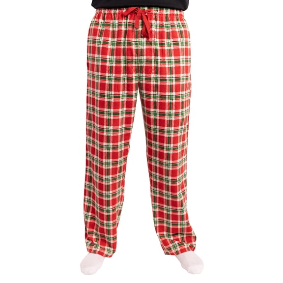 #followme Microfleece Mens Buffalo Plaid Pajama Pants with Pockets (Multi Festive Plaid, Medium)
