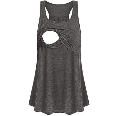 

Fragarn Women Maternity Loose Comfy Pull-up Tank Tops Vest Breastfeeding Shirt