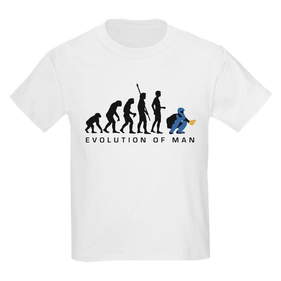 CafePress - Evolution Baseball Catcher B 3C T Shirt - Light T-Shirt Kids XS-XL