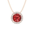thumbnail image 4 of Clara Pucci 18K Rose Solid Hypoallergenic Gold 1.16Ct Natural Garnet Round Brilliant Cut Halo Designer Necklace Pendant For January, 4 of 7