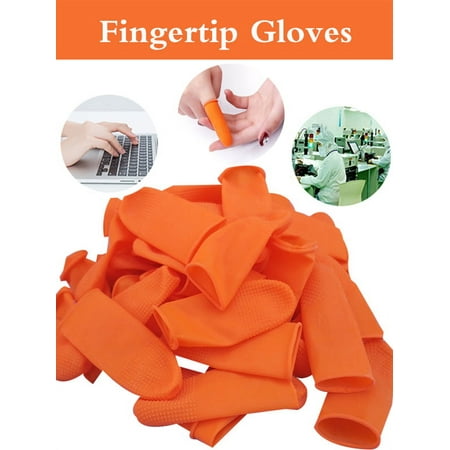 TureClos 100pcs Non-slip Fingertip Gloves Latex Hemp Orange Waterproof Breathable Anti-static Fingertip Gloves