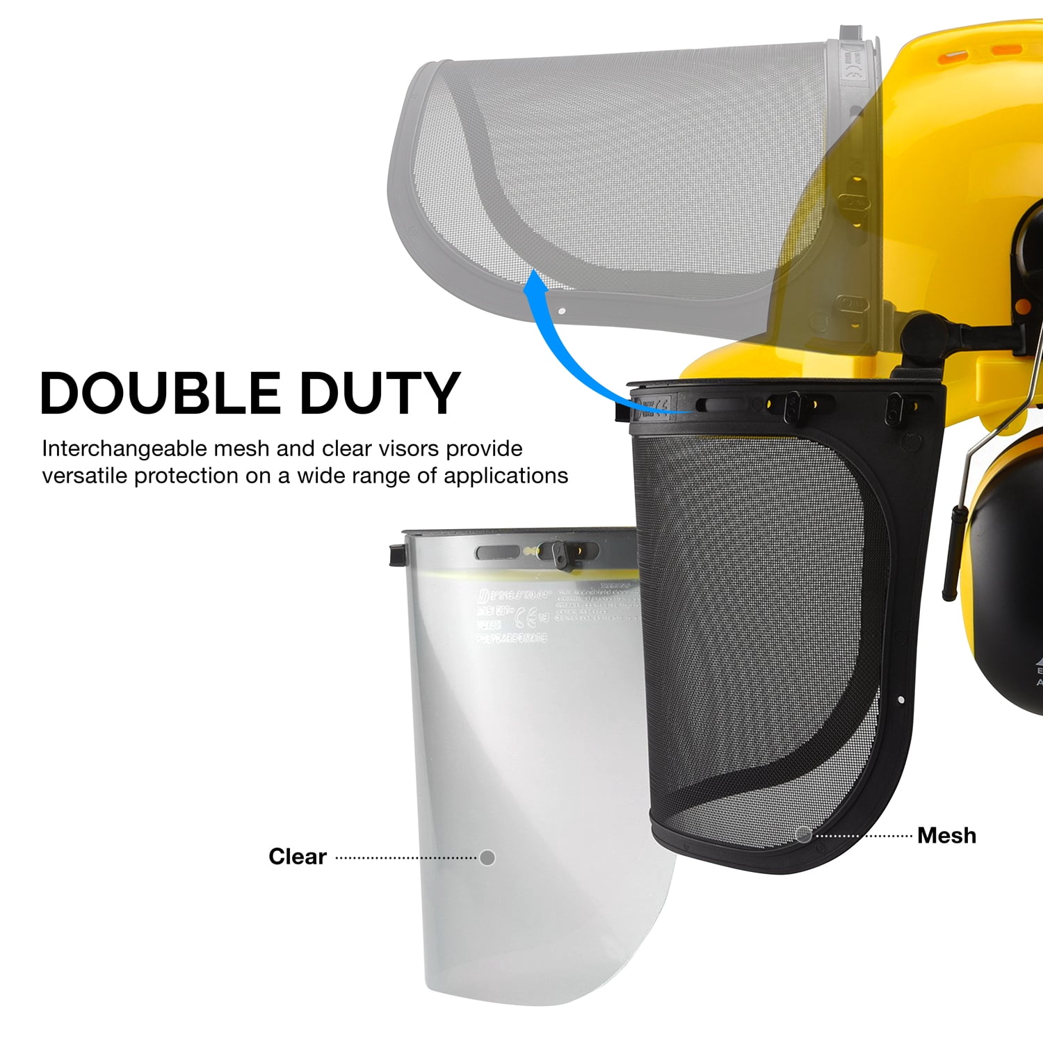 NEIKO 53880A Forestry Helmet for Safety with Shield and Earmuffs, Chainsaw Helmet with Face Shield, Hard Hat Safety Gear Equipment, Protective Face Shield and Mesh Shield for Face Protection