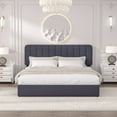 thumbnail image 5 of VECELO Upholstered Platform Bed Frame with 4 Storage Drawers, King Size Bed Frame with Adjustable Headboard, No Box Spring Needed, Black, 5 of 7