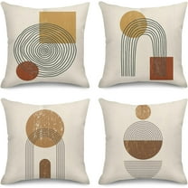 Throw Pillow Covers Home Decor Set of 4 Pillow Cases Decorative 18 x 18 Inches Outdoor Cushion Couch Sofa Pillowcases Contemporary Geometric Vintage Circle