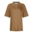thumbnail image 4 of vigerkar Womens Polo Shirts Short Sleeve Summer Work Business Lapel Collared Tops Dressy Casual Button Cotton Golf Blouse Brown, L, 4 of 5