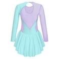 thumbnail image 2 of iiniim Kids Girls Long Sleeve Shiny Figure Ice Skating Ballet Dance Gymnastics Leotard Dress A Light Blue 12, 2 of 7